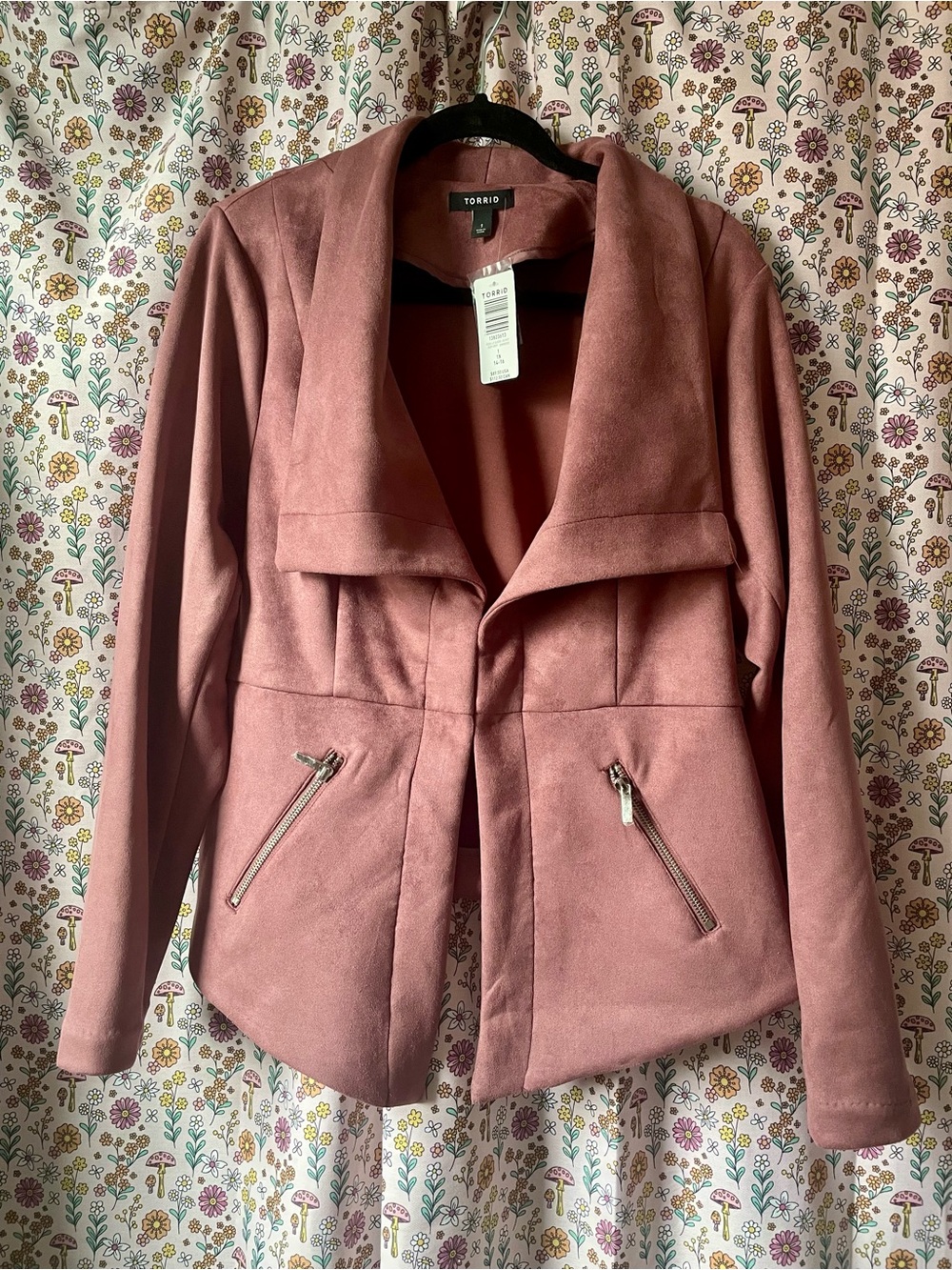 Torrid Dusty Rose Suede-like zip pocket jacket, SZ 1X